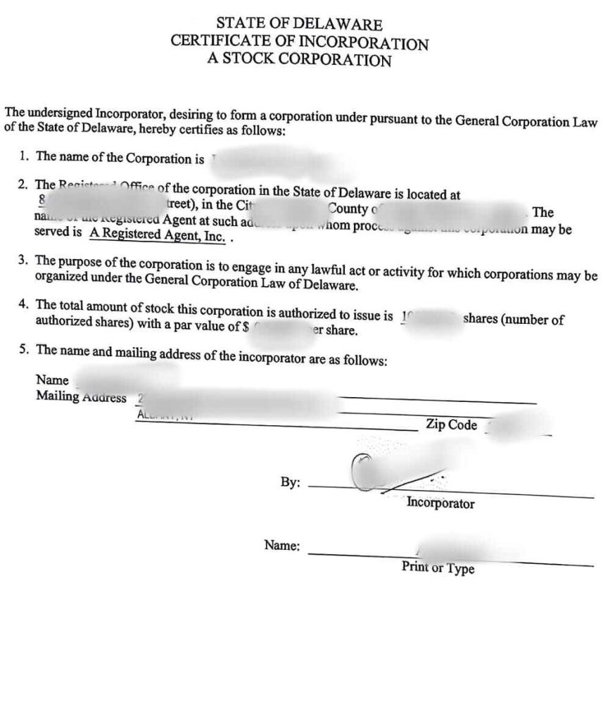 Certificate of Incorporation apostille US in Singapore