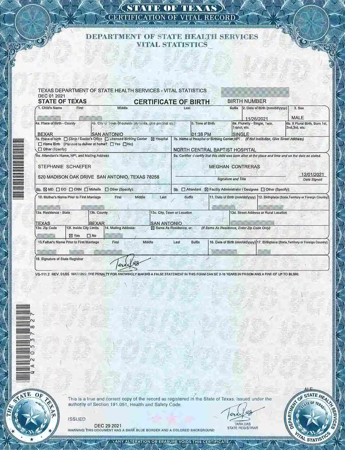 US Birth Certificate Apostille Full View