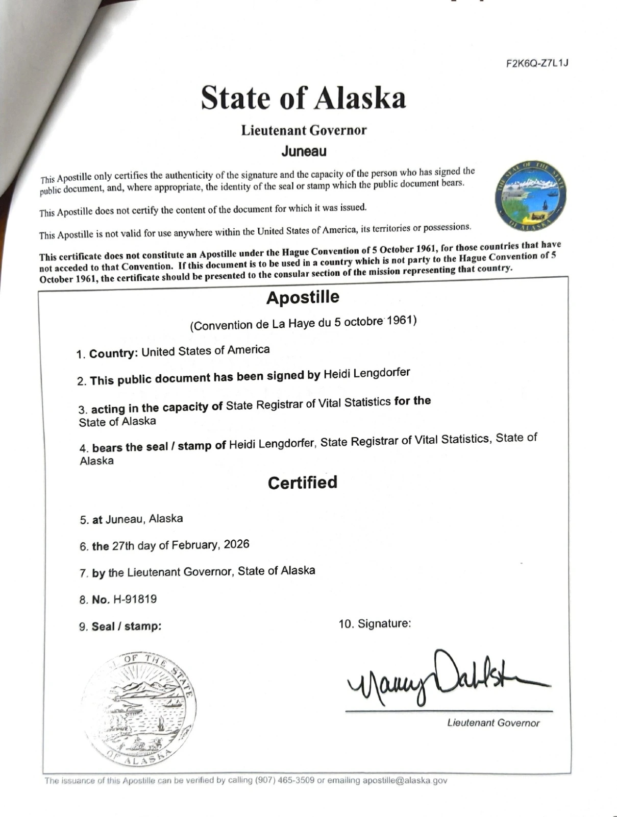 Alaska Apostille
