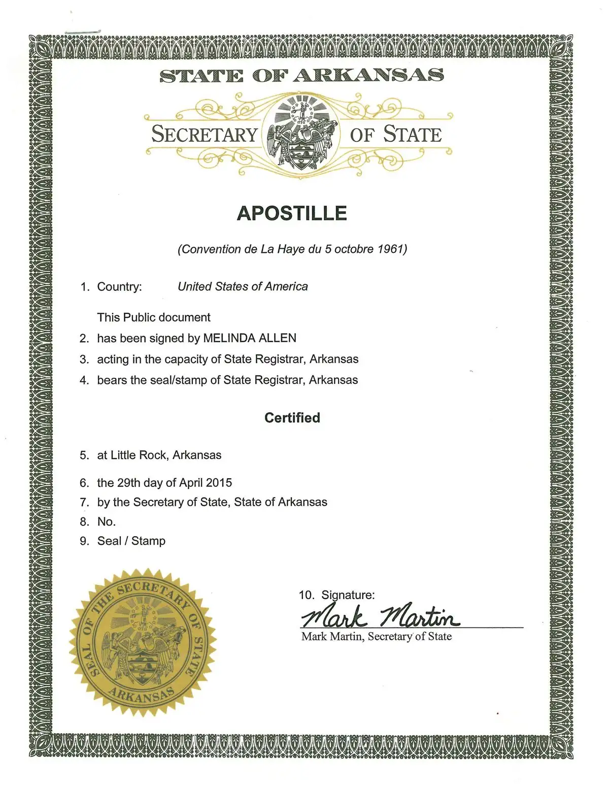 Arkansas Apostille