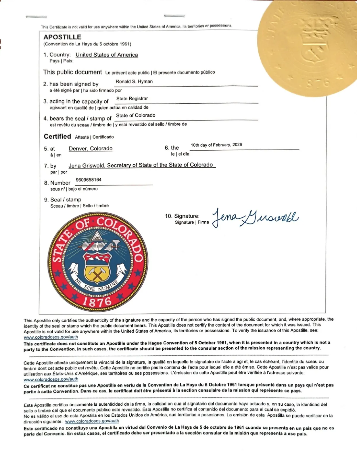 Colorado Apostille