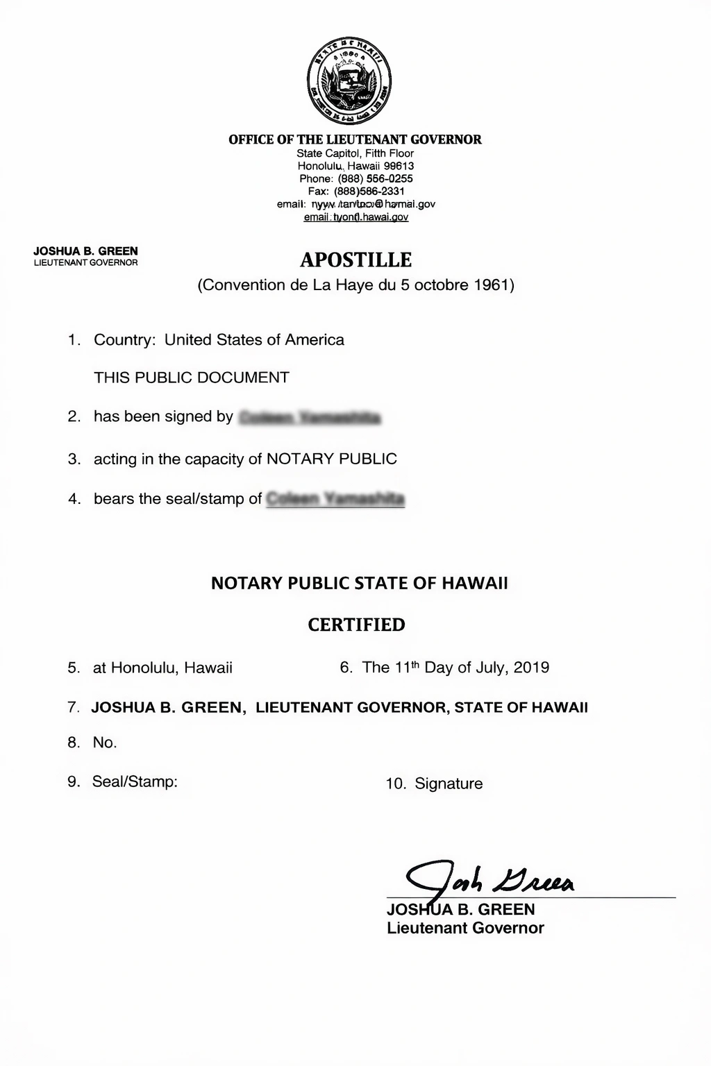 Hawaii Apostille