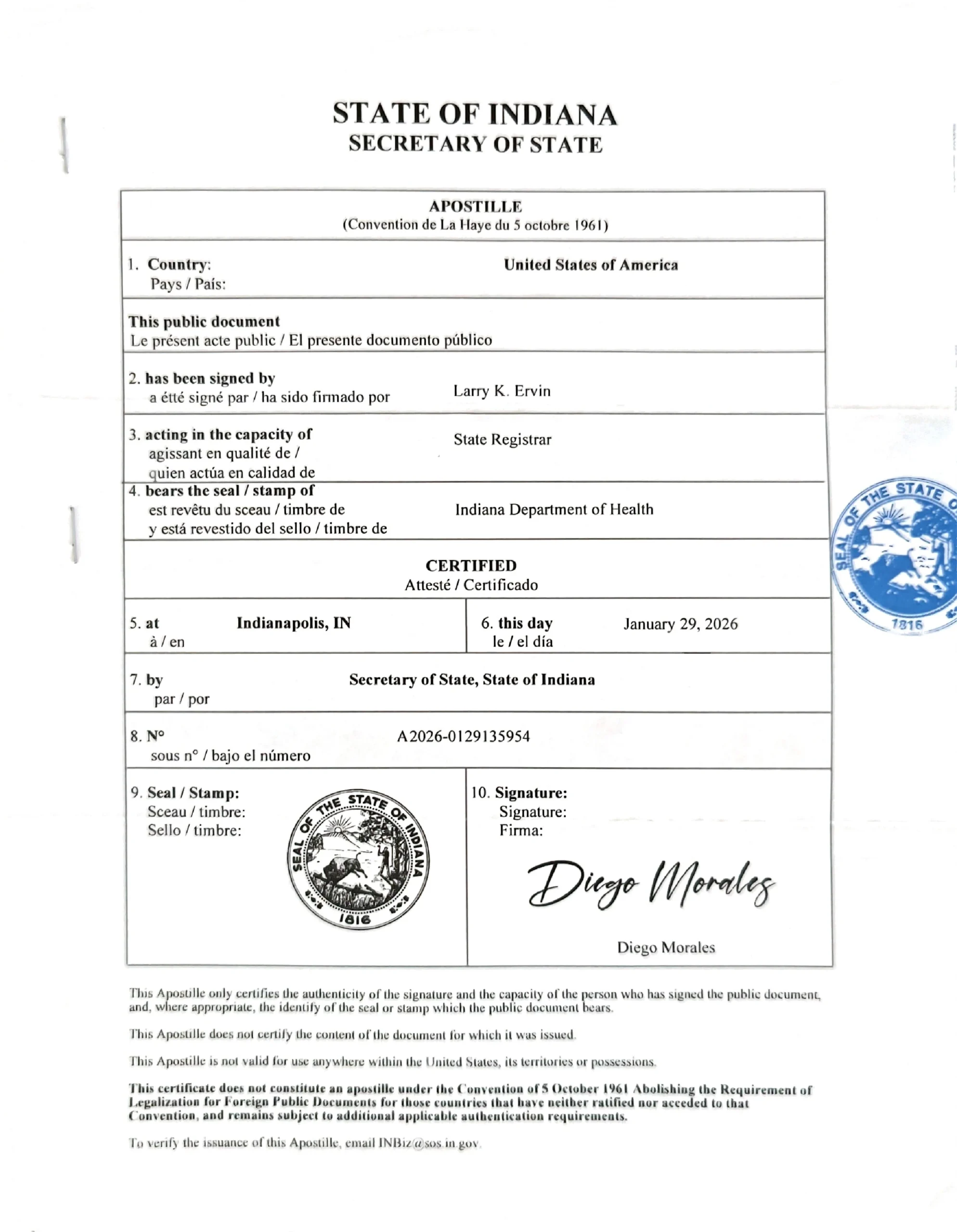 Indiana Apostille