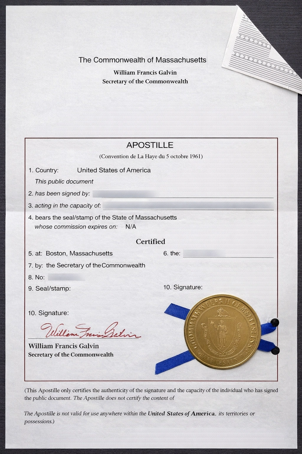 Massachusetts Apostille