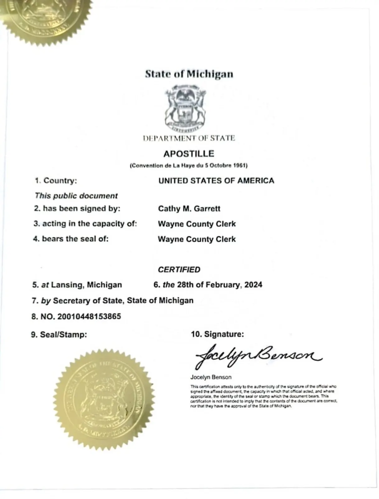 Michigan Apostille