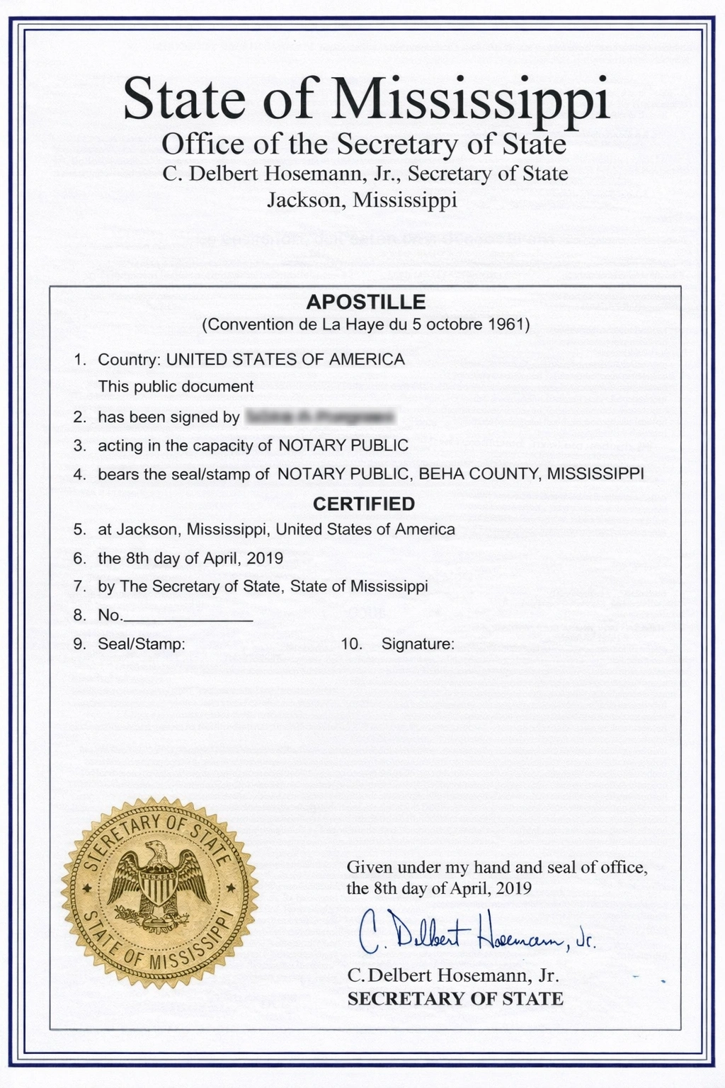 Mississippi Apostille