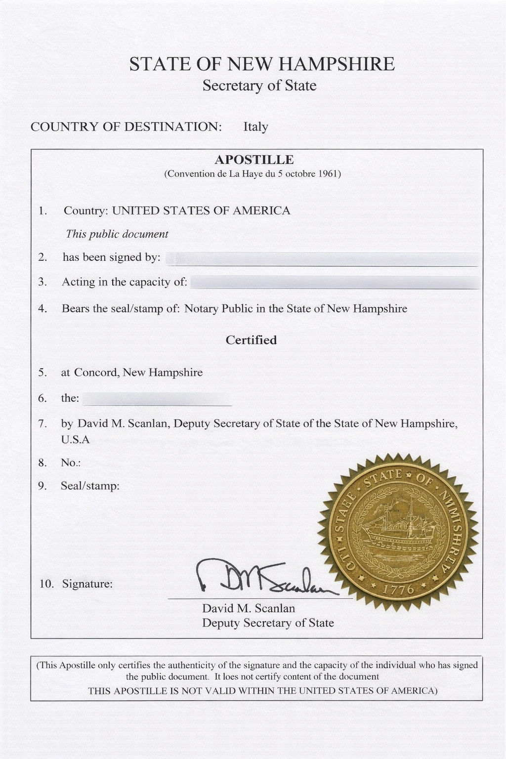 New Hampshire Apostille