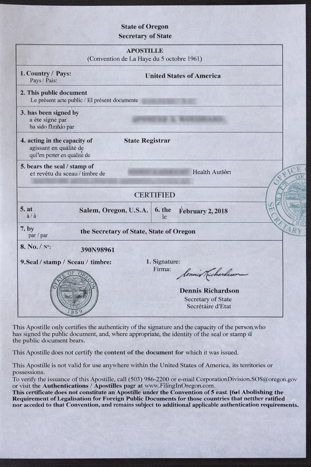 Oregon Apostille