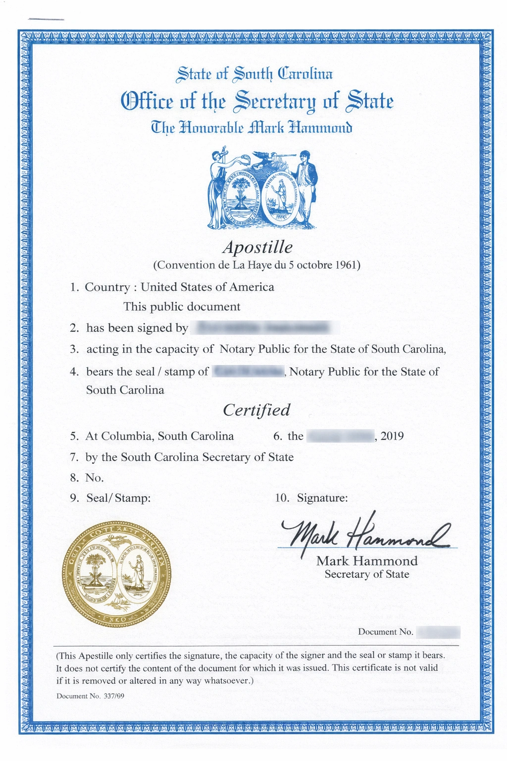 South Carolina Apostille