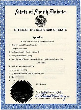 South Dakota Apostille