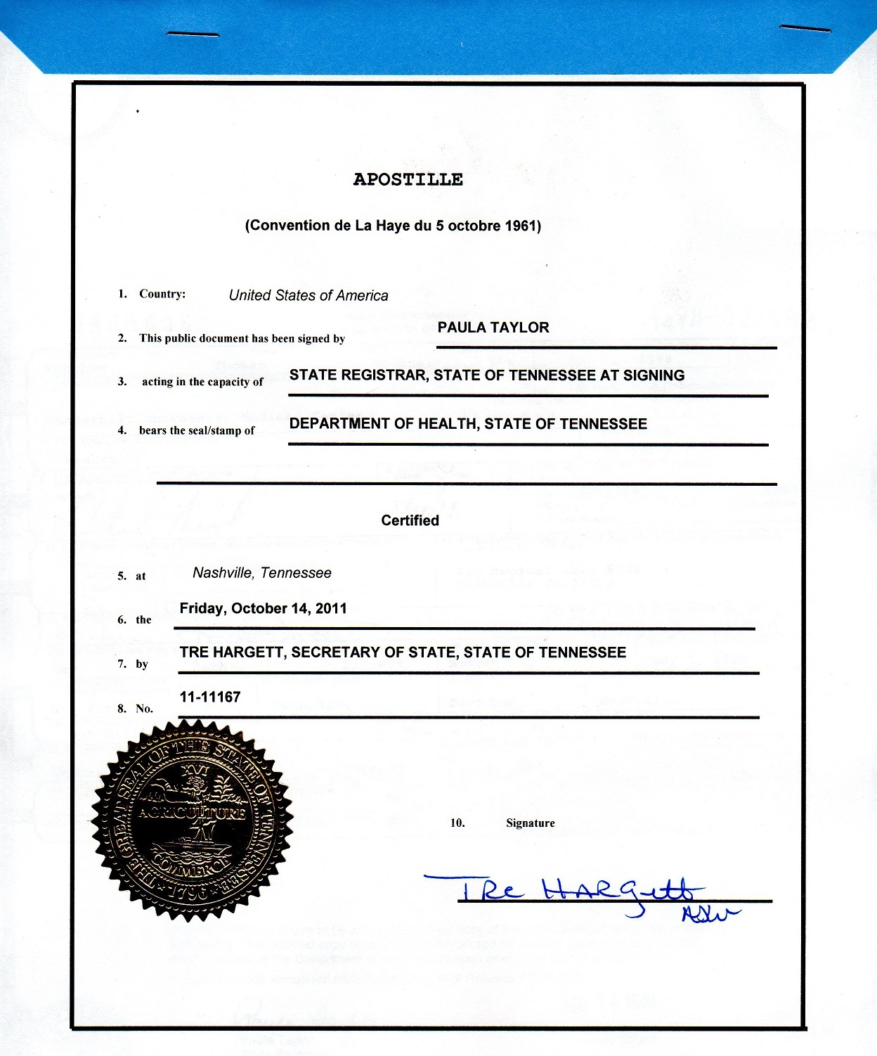 Tennessee Apostille