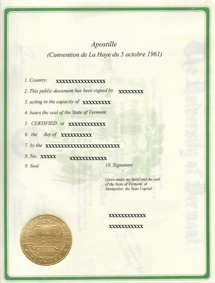 Vermont Apostille
