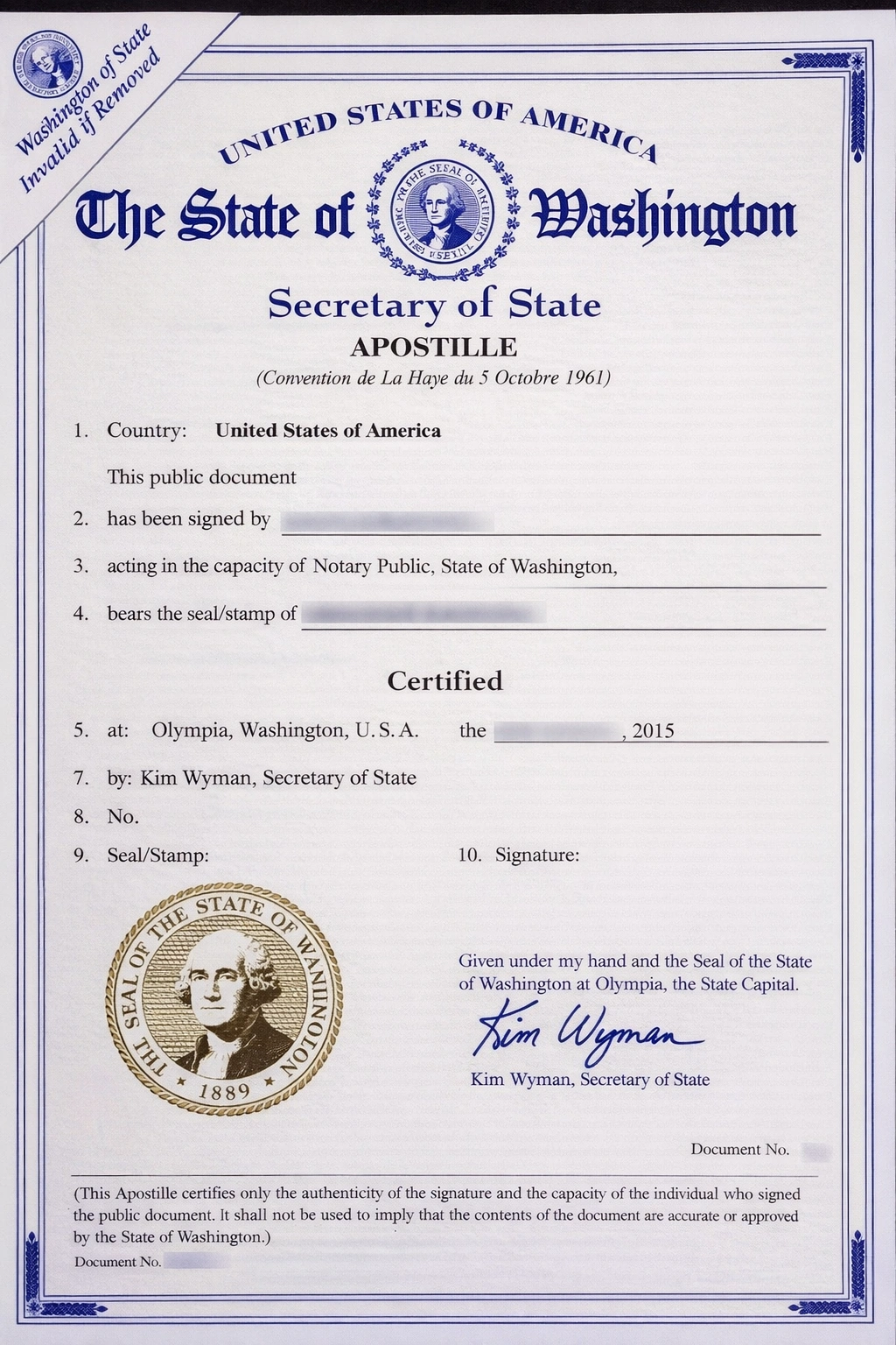 Washington Apostille