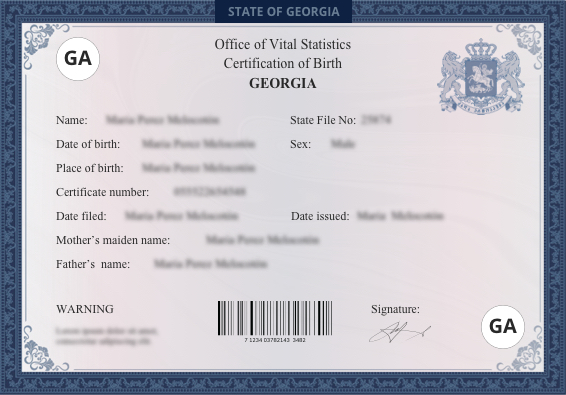 Georgia      Birth Certificate Apostille Sample  Secretary of State