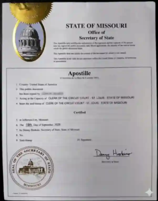 State of Missouri Apostille Sample