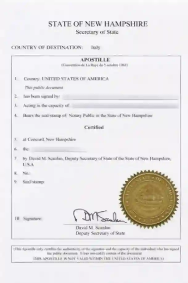 State of New Hampshire Apostille Sample