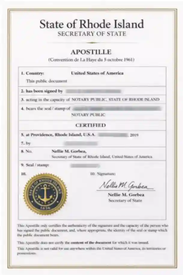 State of Rhode Island Apostille Sample