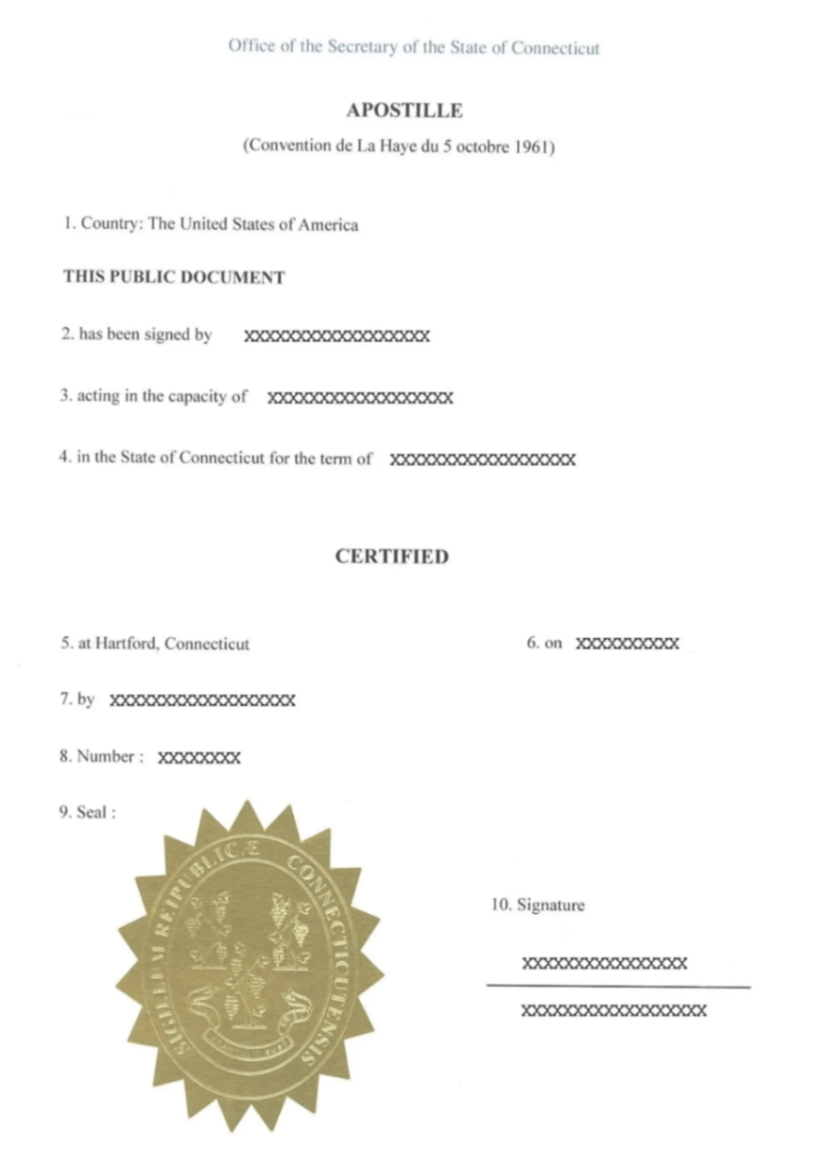 Connecticut Degree Certificate Apostille Sample
